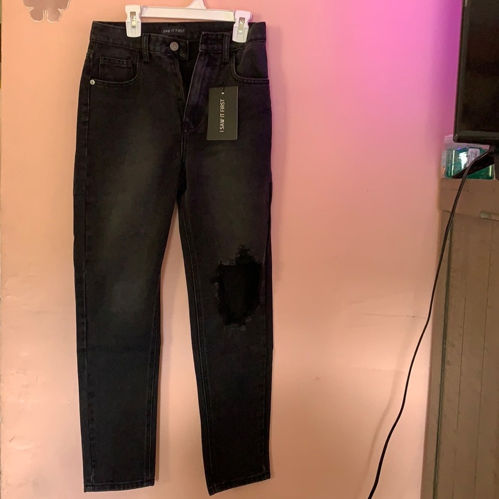 black front and back ripped jeans